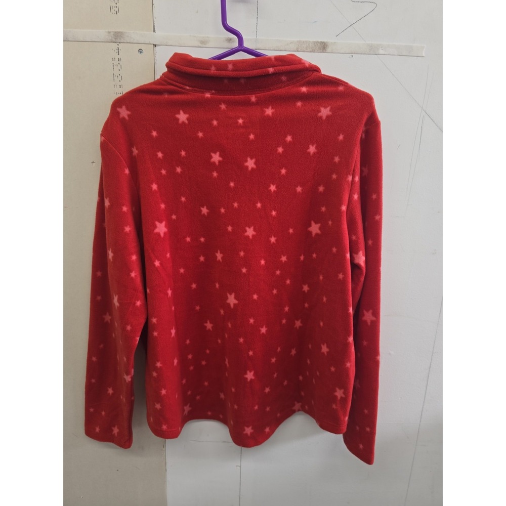 Cuddl Duds Petite Fleecewear Star Fleece Button Front Pajama Set PL Pockets - Picture 6 of 14